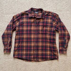 Eddie Bauer Plaid 100% Cotton Flannel Shirt Mens Size XL Autumn Basics